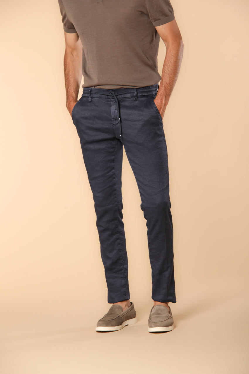 Milano Jogger men's pants in linen and cotton twill extra slim fit