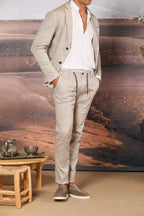 Milano Jogger pantalone uomo in twill di lino e cotone extra slim fit