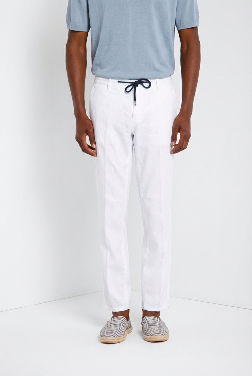 Milano Jogger men's chino pants in linen and cotton twill extra slim fit