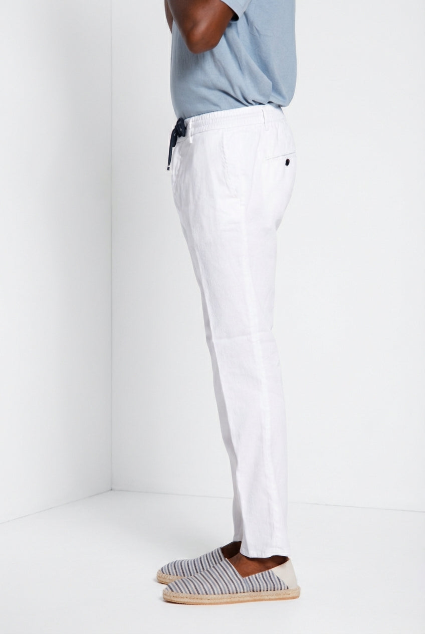 Milano Jogger men's chino pants in linen and cotton twill extra slim fit