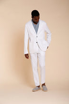 Milano Jogger pantalone chino uomo in twill di lino e cotone extra slim fit