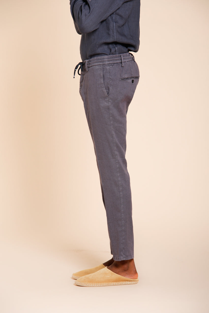 Milano Jogger pantalon chino homme en twill de lin et coton extra slim fit