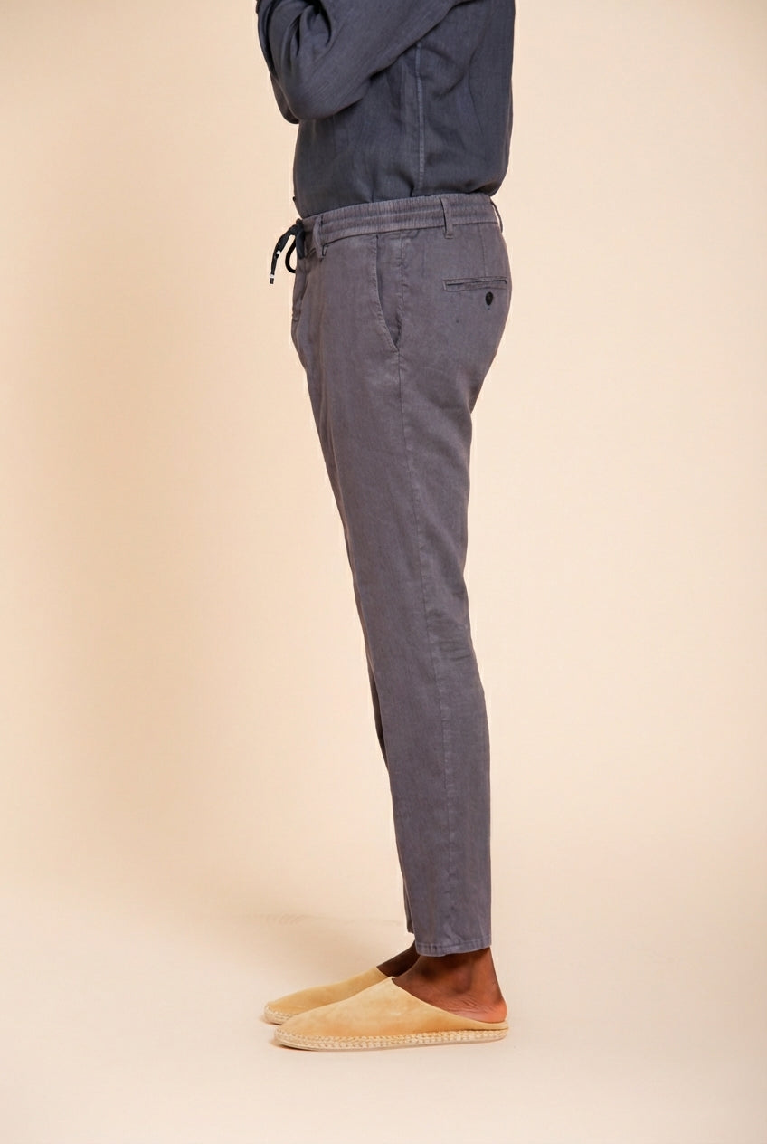 Milano Jogger pantalone chino uomo in twill di lino e cotone extra slim fit