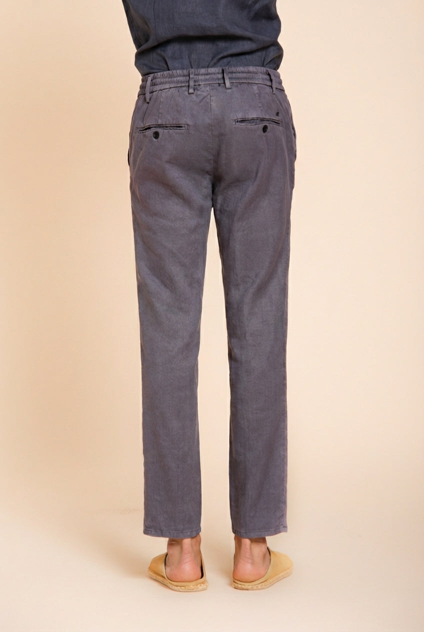 Milano Jogger pantalone chino uomo in twill di lino e cotone extra slim fit