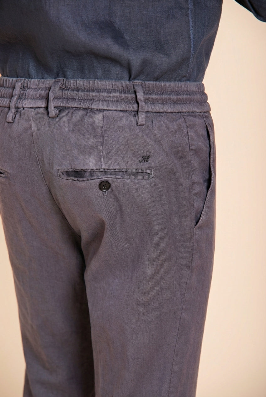 Milano Jogger pantalone chino uomo in twill di lino e cotone extra slim fit