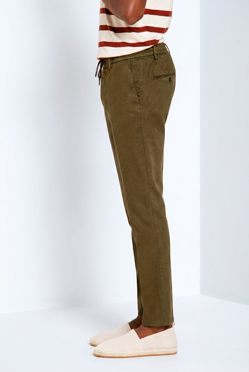 Milano Jogger men's chino pants in linen and cotton twill extra slim fit
