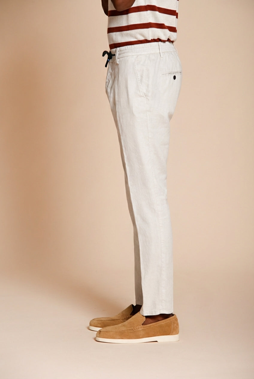 Milano Jogger pantalon chino homme en twill de lin et coton extra slim fit