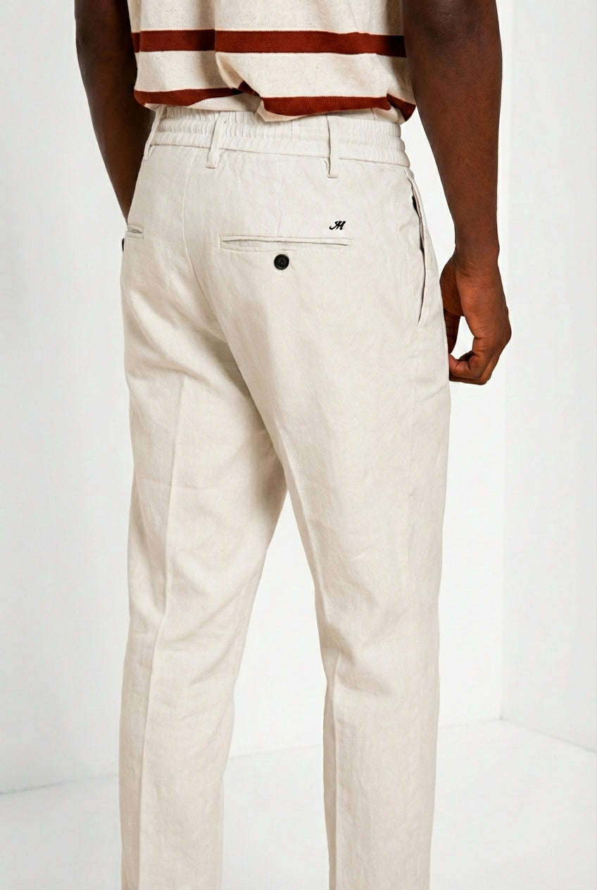 Milano Jogger pantalone chino uomo in twill di lino e cotone extra slim fit