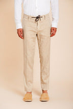 Milano Jogger pantalone chino uomo in twill di lino e cotone extra slim fit