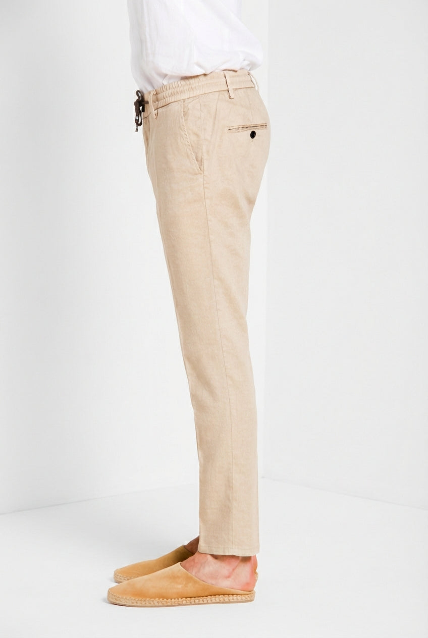 Milano Jogger men's chino pants in linen and cotton twill extra slim fit