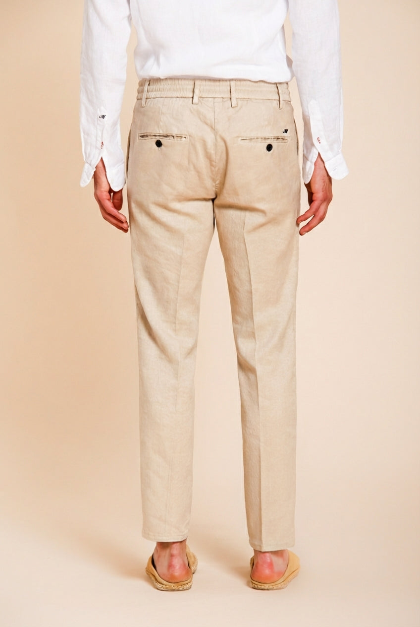 Milano Jogger pantalone chino uomo in twill di lino e cotone extra slim fit