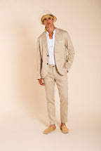 Milano Jogger pantalone chino uomo in twill di lino e cotone extra slim fit