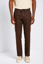 Milano Jogger men's chino pants in linen and cotton twill extra slim fit