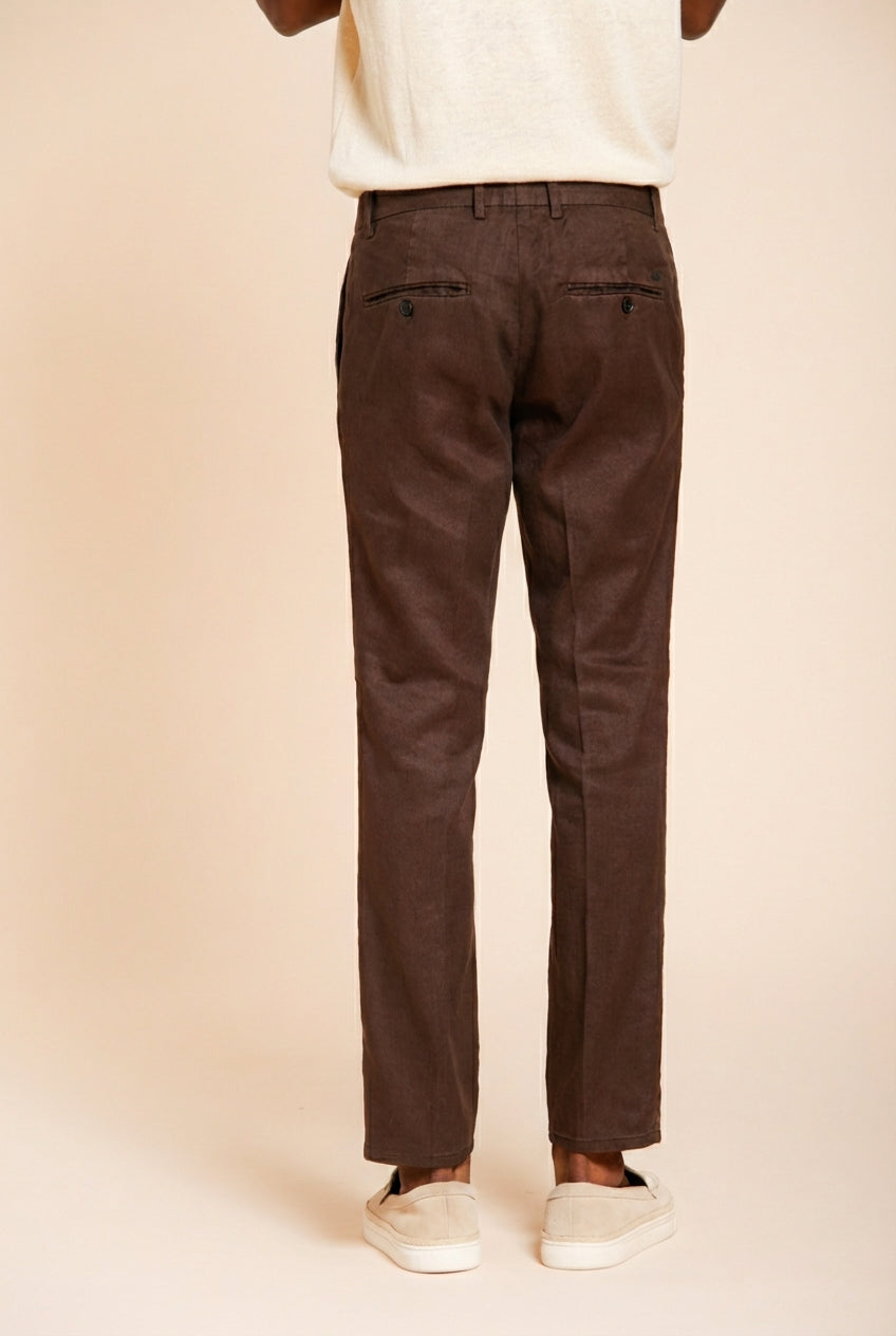 Milano Jogger pantalone chino uomo in twill di lino e cotone extra slim fit