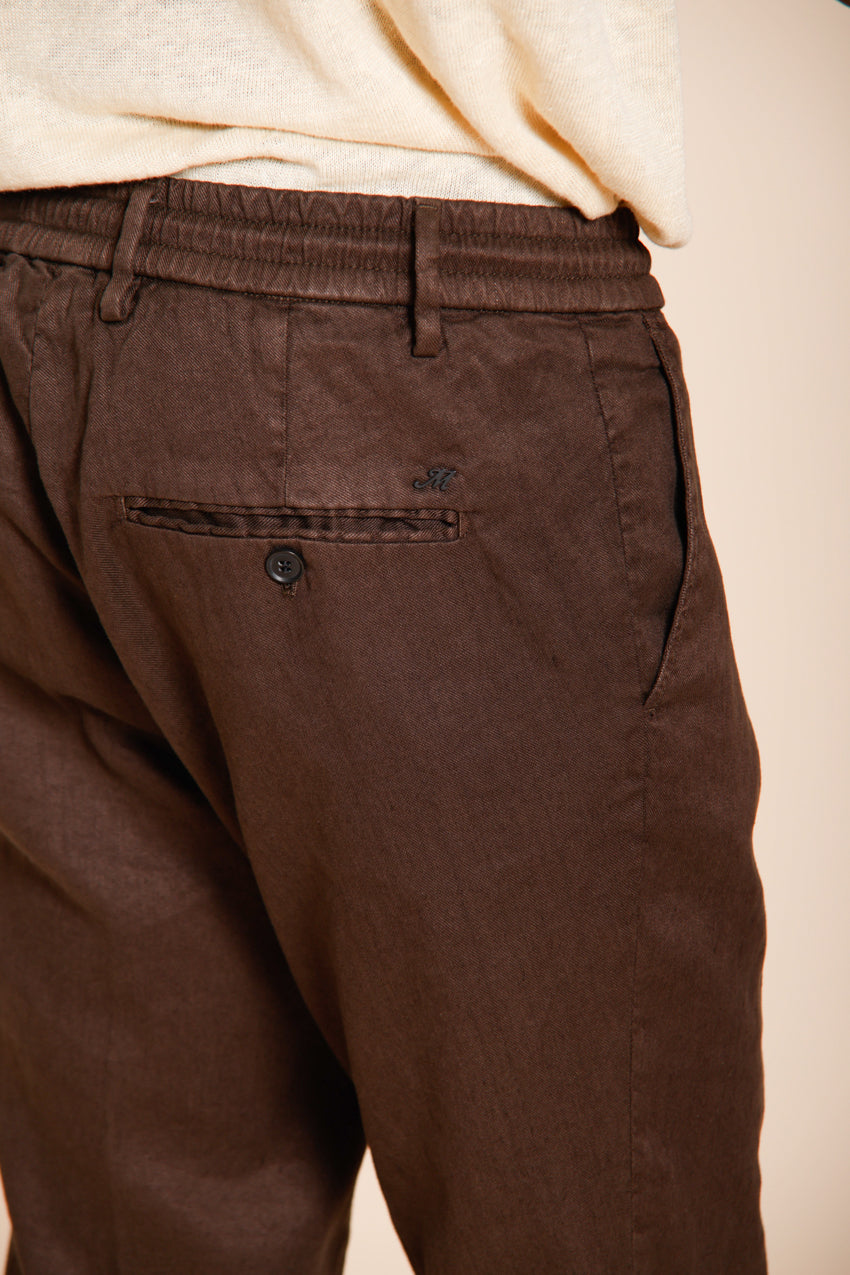 Milano Jogger Hose Chino Herren aus Twill von Leinen und Baumwolle extra slim fit