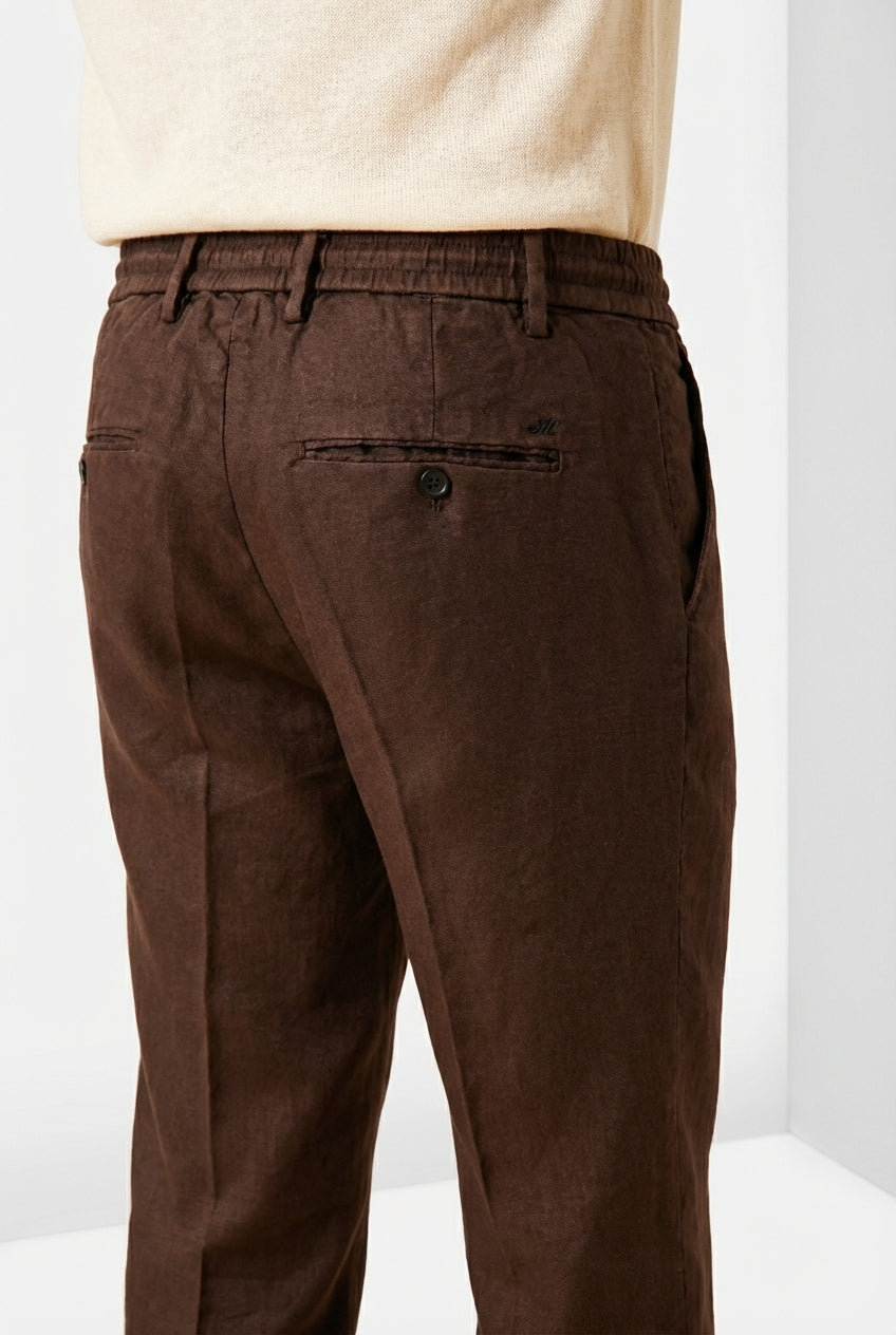 Milano Jogger men's chino pants in linen and cotton twill extra slim fit
