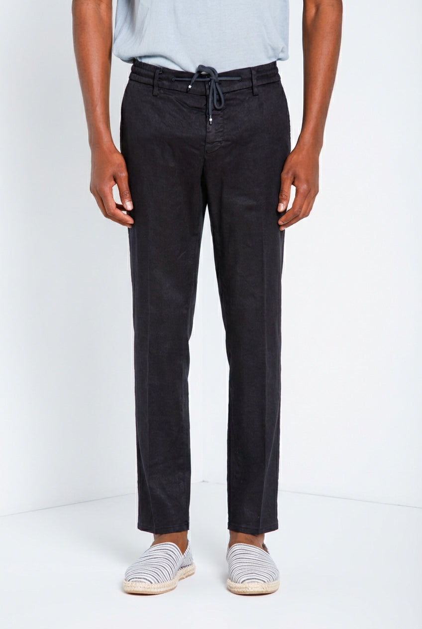 Milano Jogger men's chino pants in linen and cotton twill extra slim fit