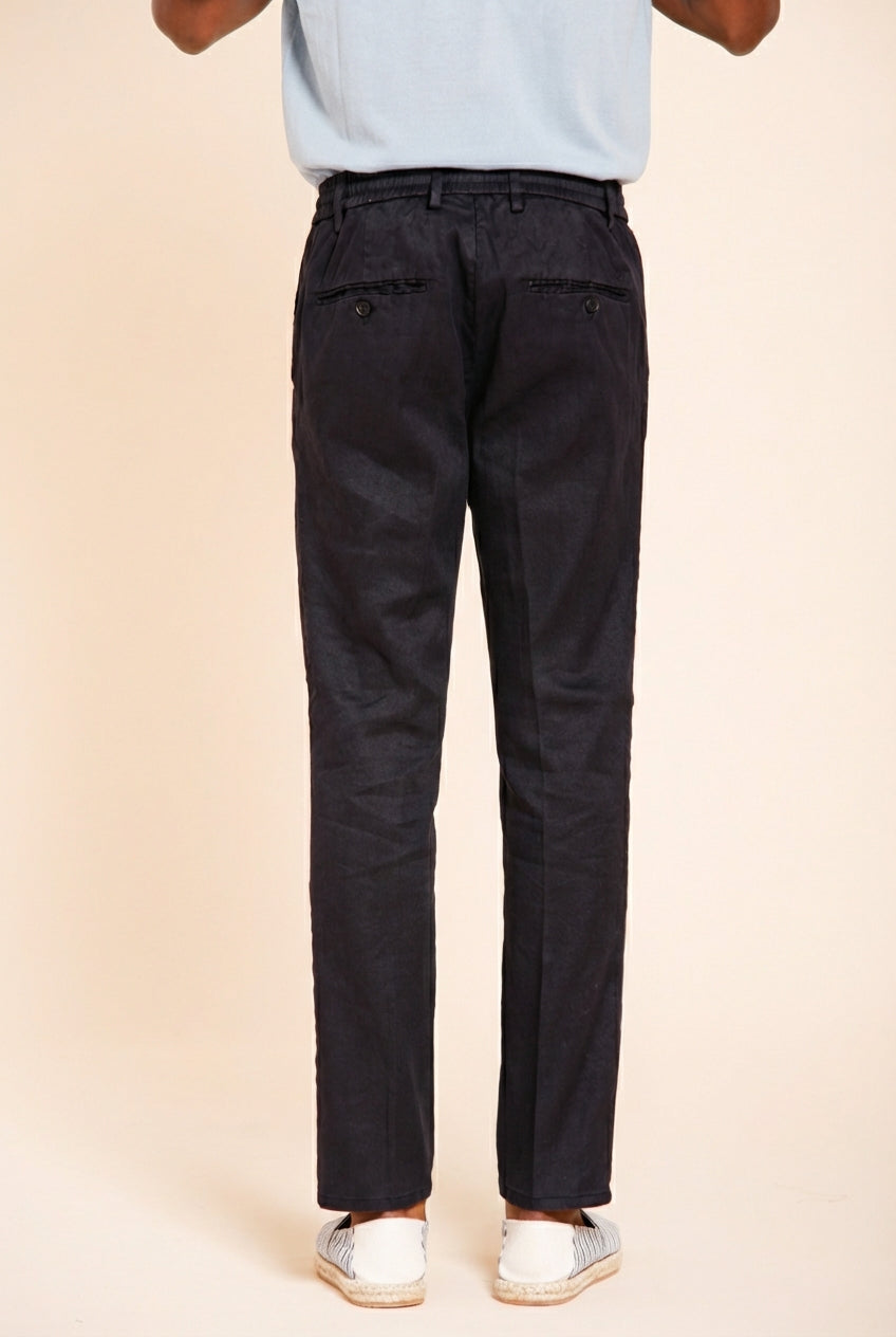 Milano Jogger pantalón chino hombre en twill de lino y algodón extra slim fit