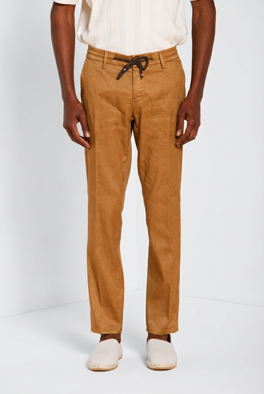 Milano Jogger men's chino pants in linen and cotton twill extra slim fit
