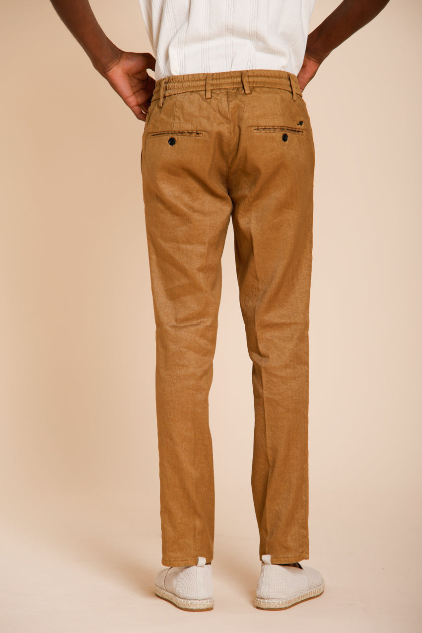 Milano Jogger pantalón chino hombre en sarga de lino y algodón extra slim fit