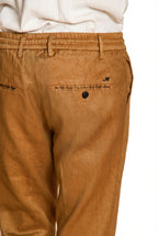 Milano Jogger pantalón chino hombre en sarga de lino y algodón extra slim fit
