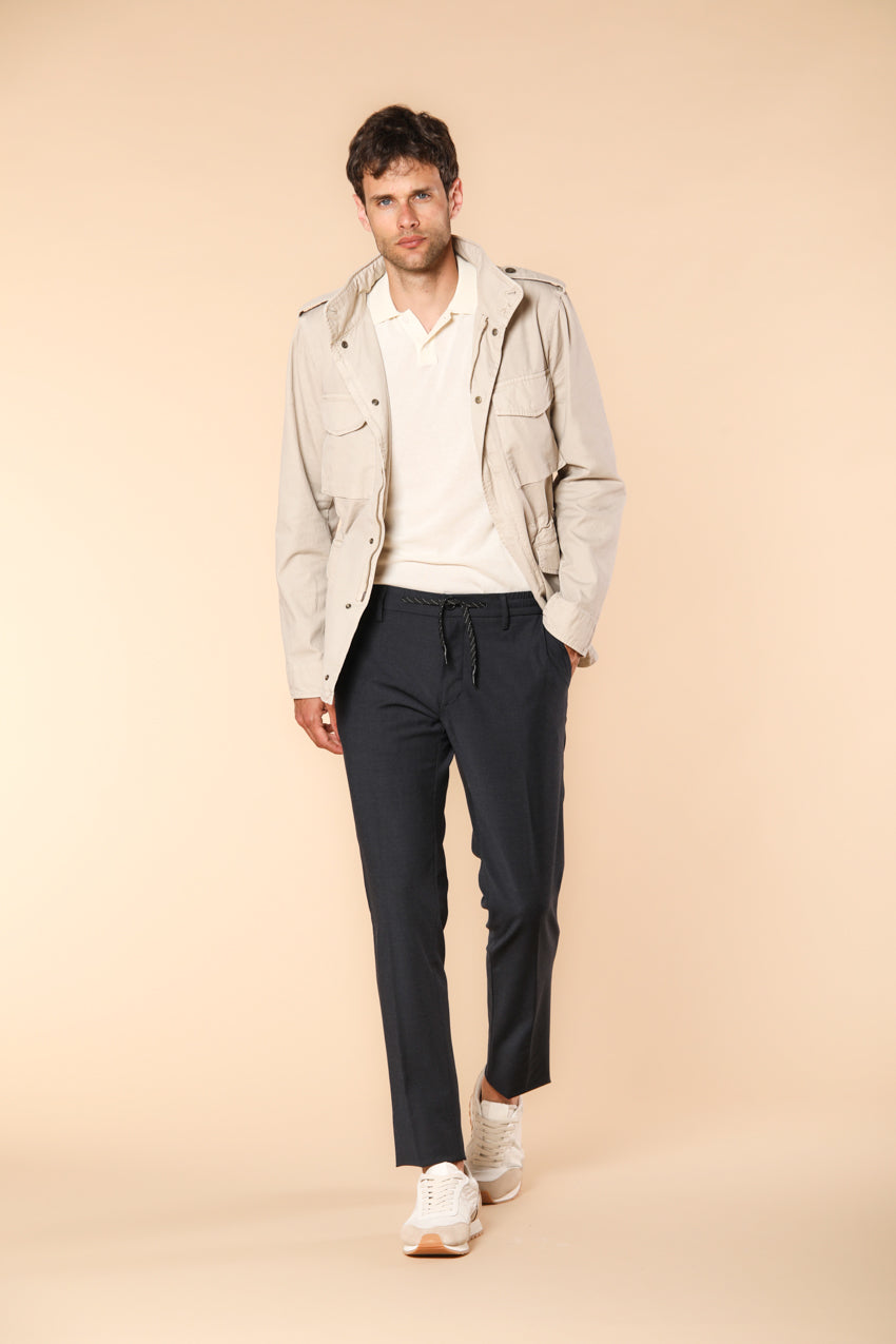 Milano Jogger pantalón chino para hombre en lana travel corte extra slim fit