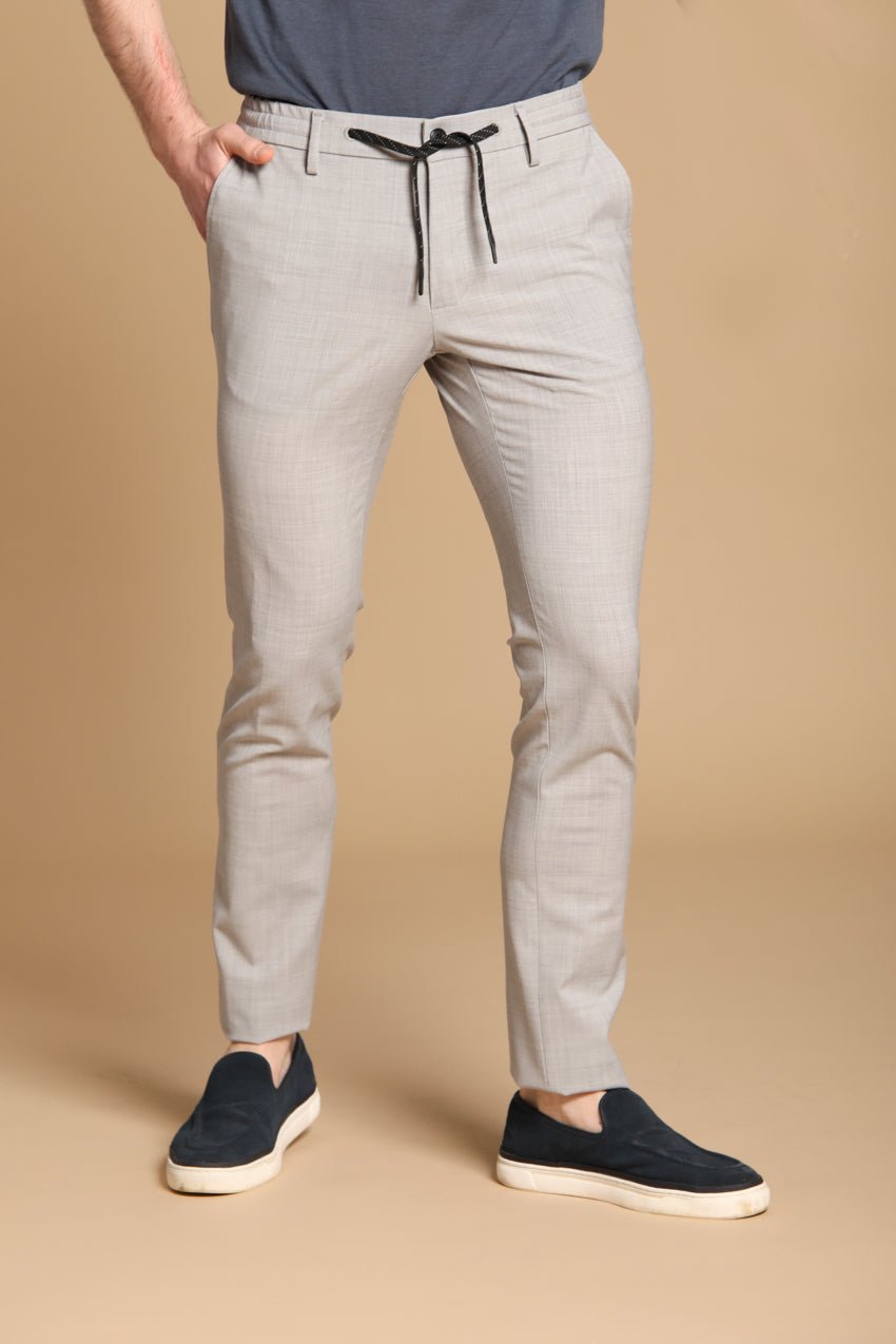 Milano Jogger Herren Chino Hose aus Wolle Travel Extra Slim Fit
