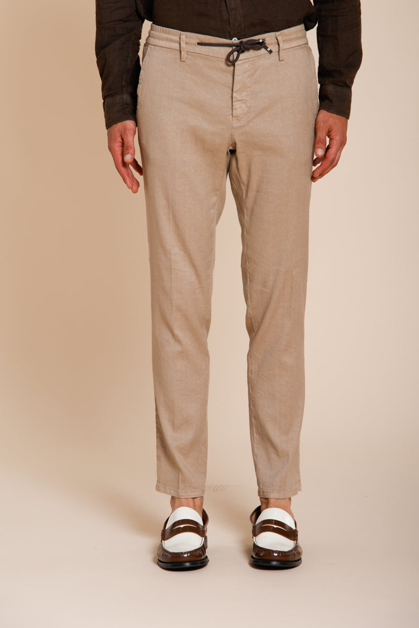 Milano Jogger pantalon chino homme en twill de lin et coton extra slim fit