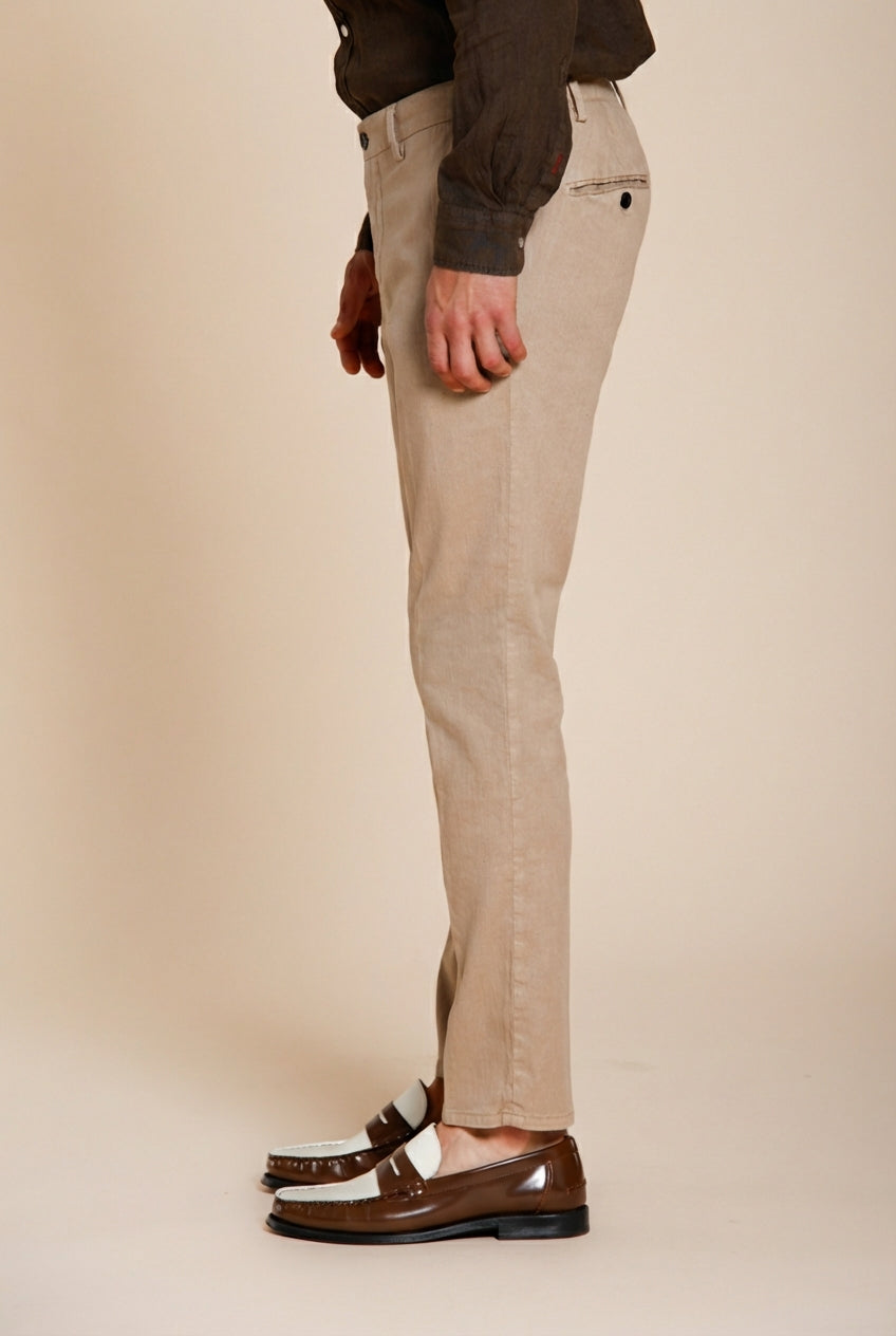 Milano Jogger pantalone chino uomo in twill di lino e cotone extra slim fit