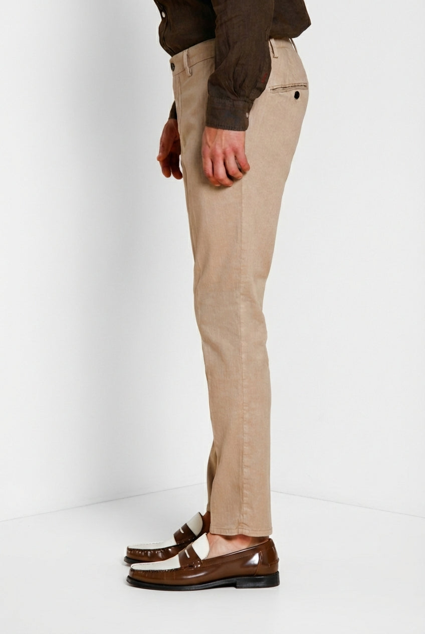Milano Jogger pantalone chino uomo in twill di lino e cotone extra slim fit