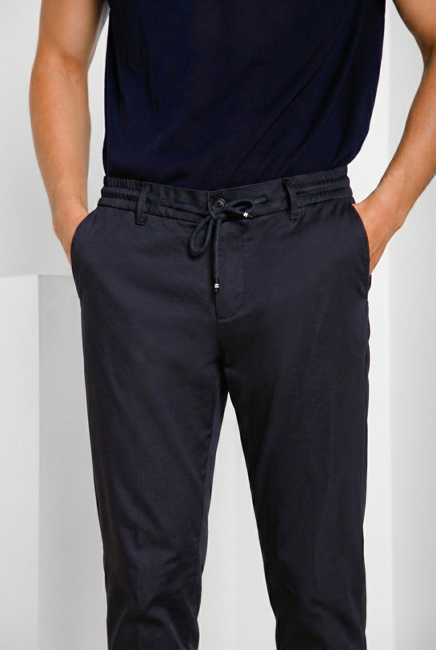 Milano Jogger Travel men's chino pants in technical travel stretch satin extra slim fit