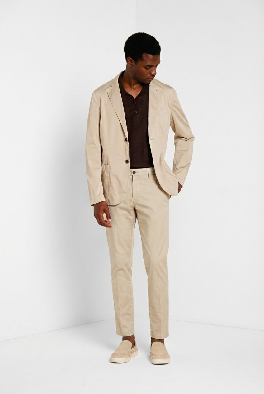 Milano Jogger Travel Hose Chino Herren aus technischem Travel Stretch Satin extra slim fit