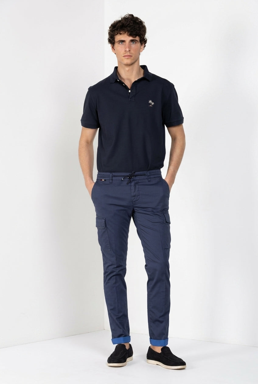 Chile Jogger pantalón cargo hombre de satén técnico travel stretch extra slim fit