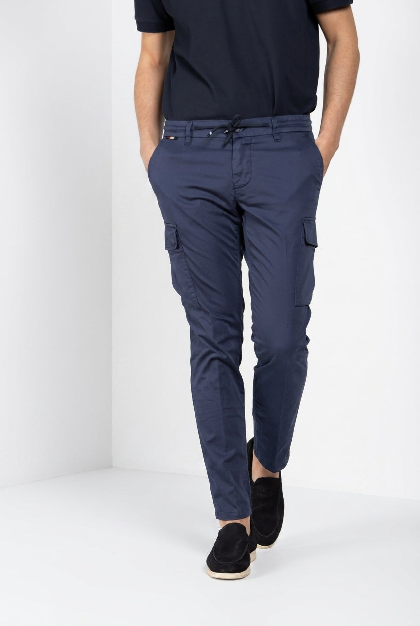 Chile Jogger pantalone cargo uomo in raso tecnico travel stretch extra slim fit