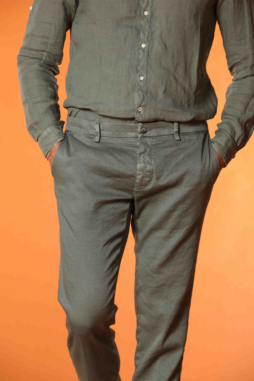 New York pantalone chino da uomo in lino e twill di cotone regular fit