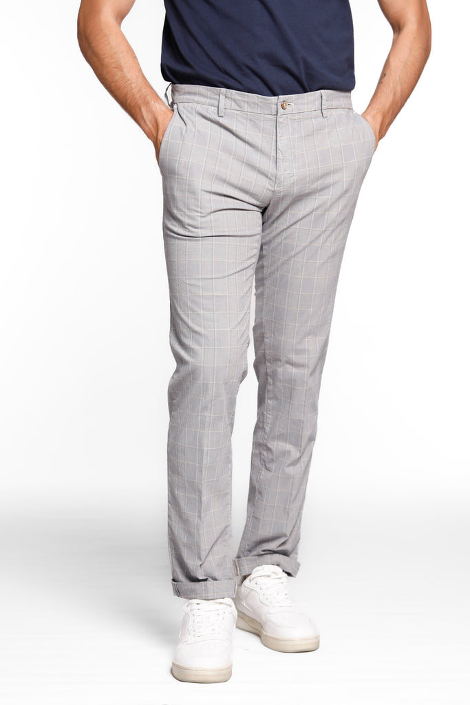 New York pantalone chino uomo in tencel e cotone galles sfumato regular fit