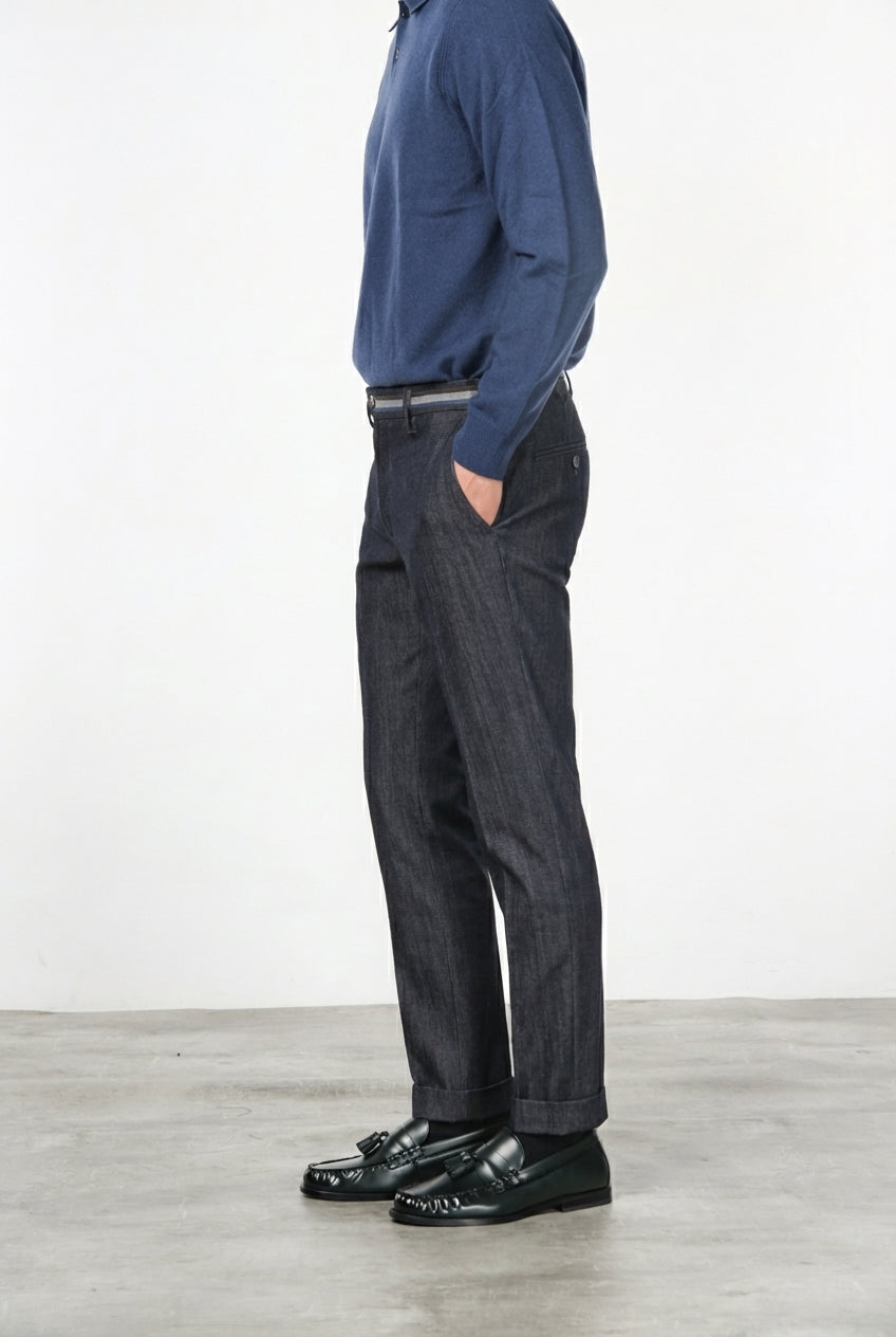 New York Winter pantalone chino uomo in denim stretch regular fit