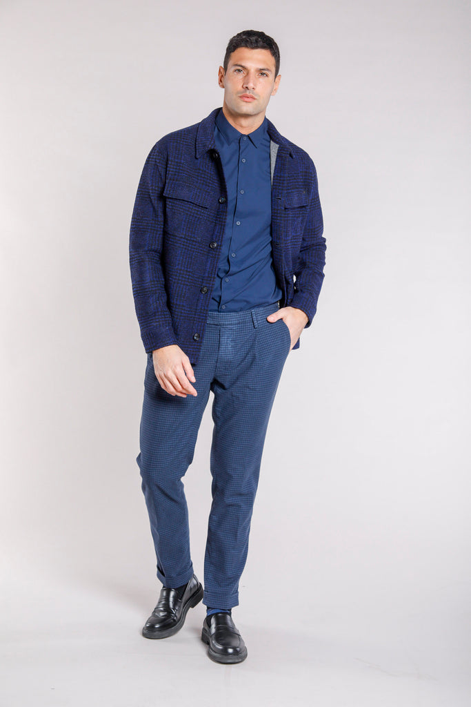 Genova Style pantalone chino uomo micro-fantasia blu regular