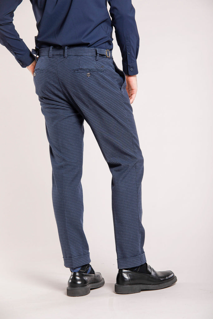 Genova Style pantalone chino uomo micro-fantasia blu regular