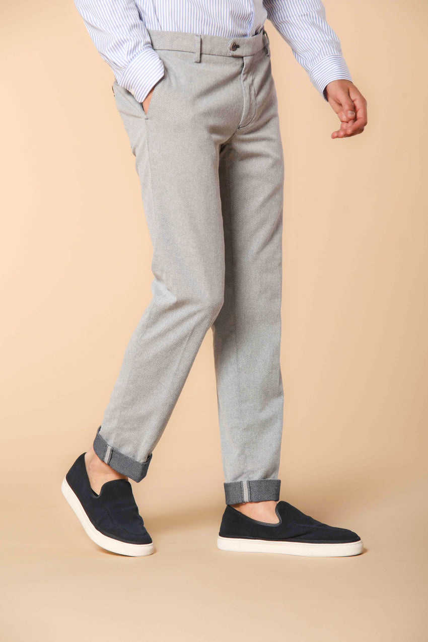 New York Sartoriale pantalone chino uomo in cotone cover tinto filo regular fit