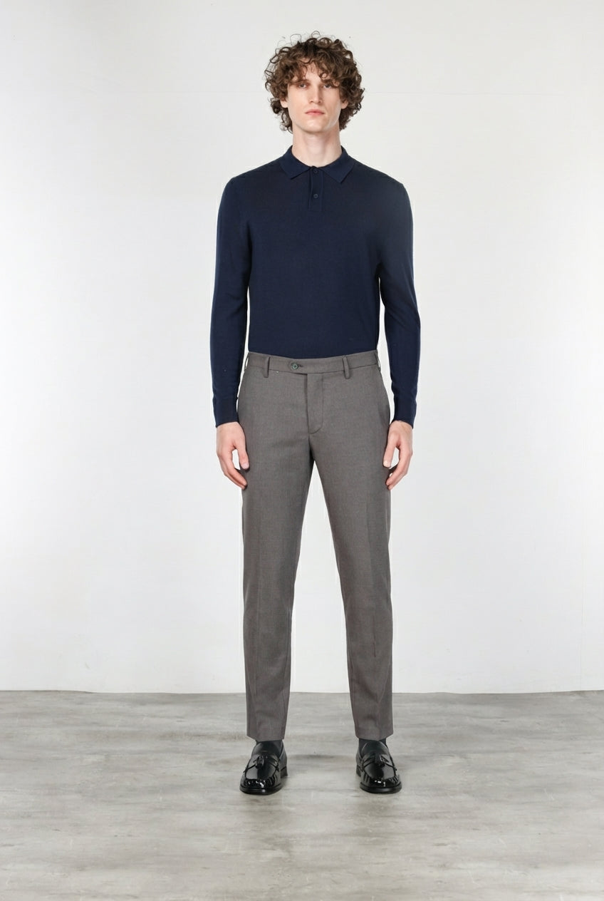 New York men’s chino pants in yarn-dyed birdseye pattern with regular fit
