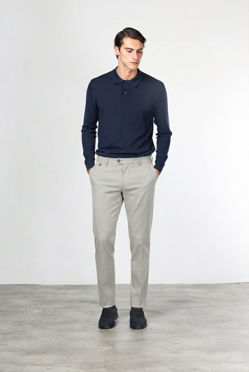 New York pantalon chino homme en twill de coton et cachemire regular fit
