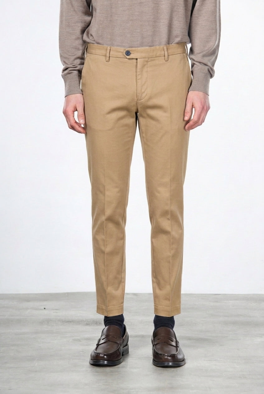 New York pantalone chino uomo in gabardina cotone e lana regular fit