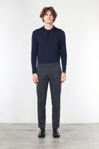 New York pantalone chino uomo in gabardina cotone e lana regular fit