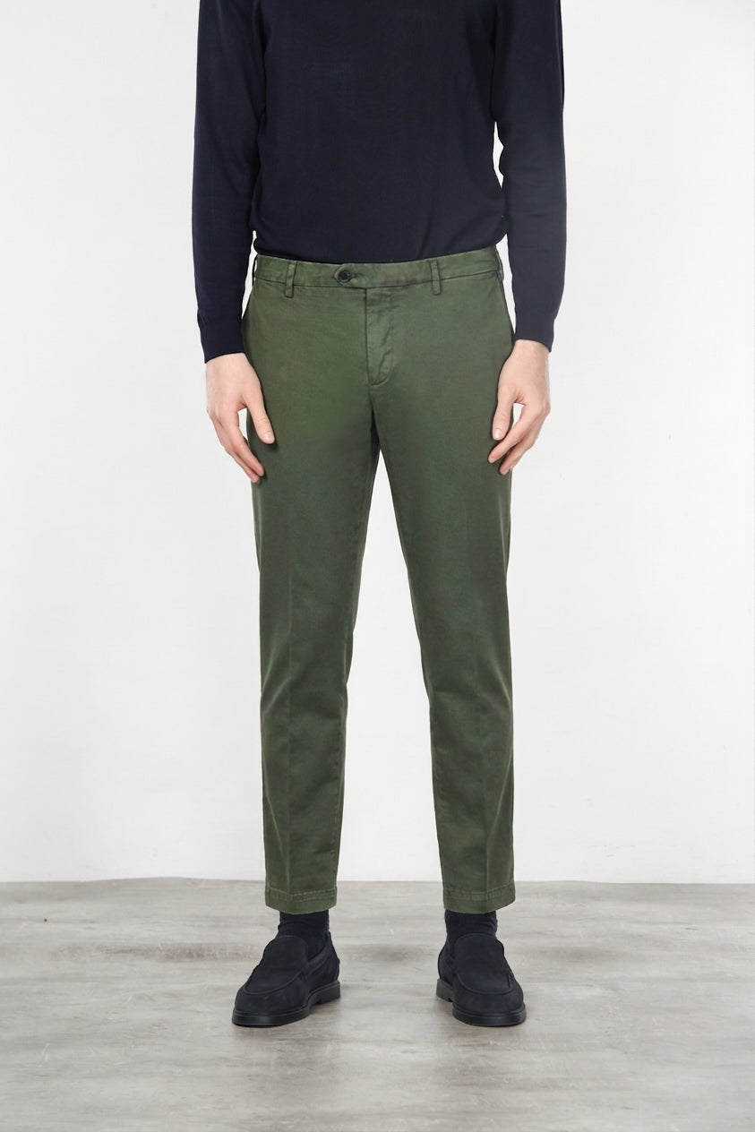 New York pantalón chino de hombre en gabardina de algodón y lana regular fit