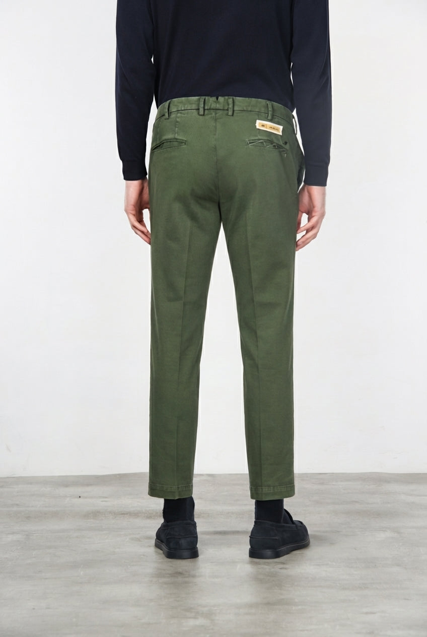 New York pantalón chino de hombre en gabardina de algodón y lana regular fit