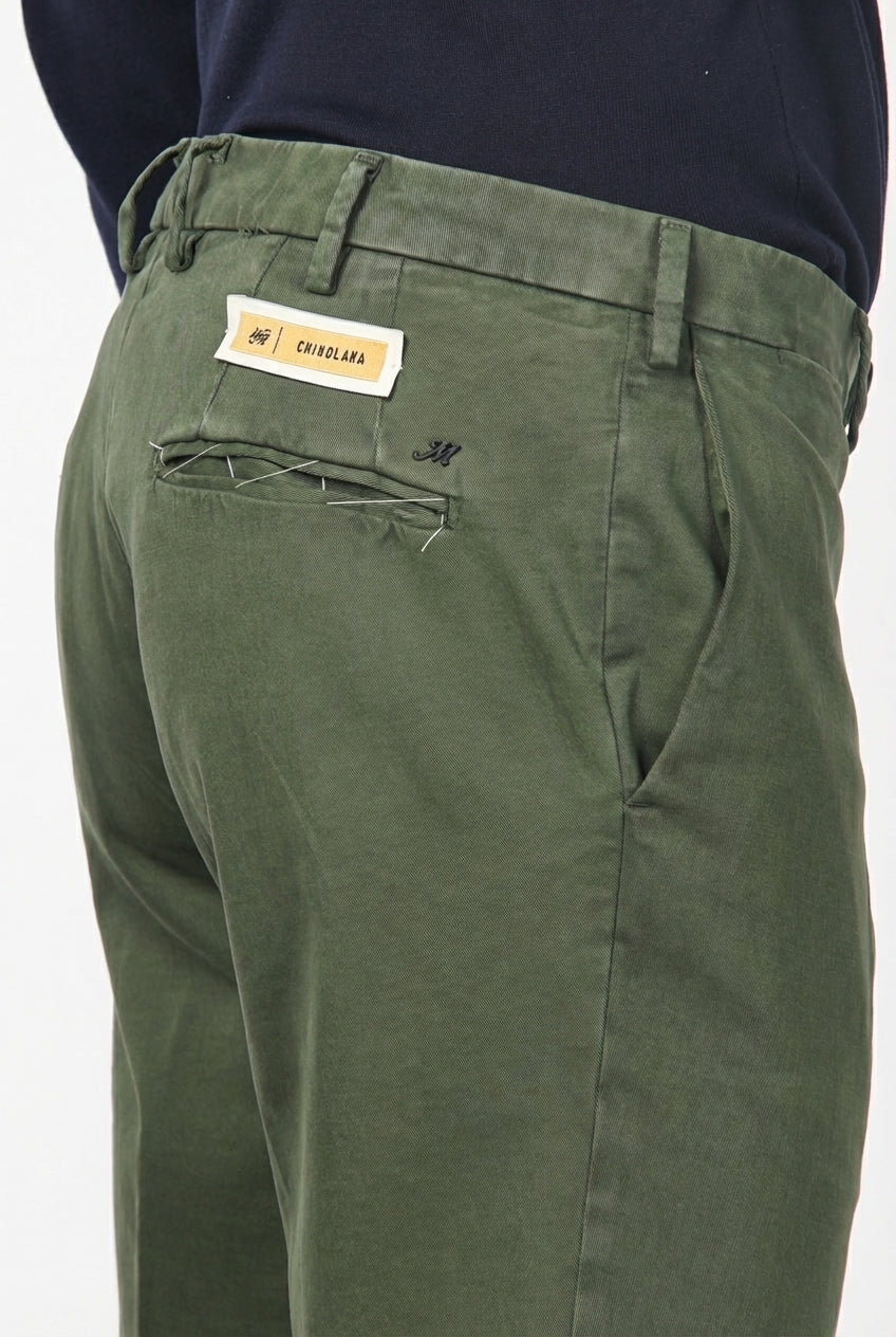 New York pantalón chino de hombre en gabardina de algodón y lana regular fit