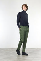 New York pantalón chino de hombre en gabardina de algodón y lana regular fit