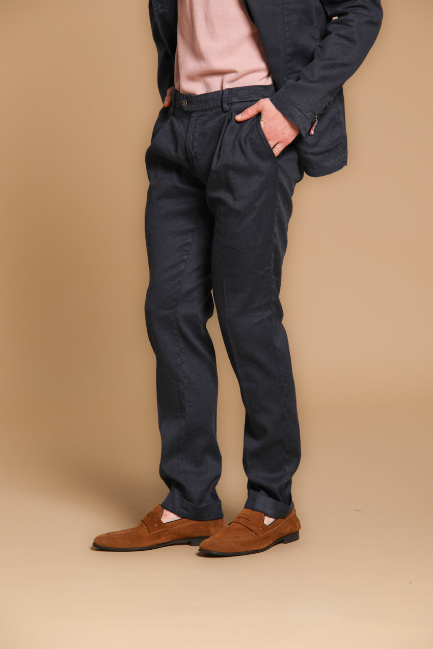 New York Time 1 Pinces men's chino pants in linen and cotton twill regular fit