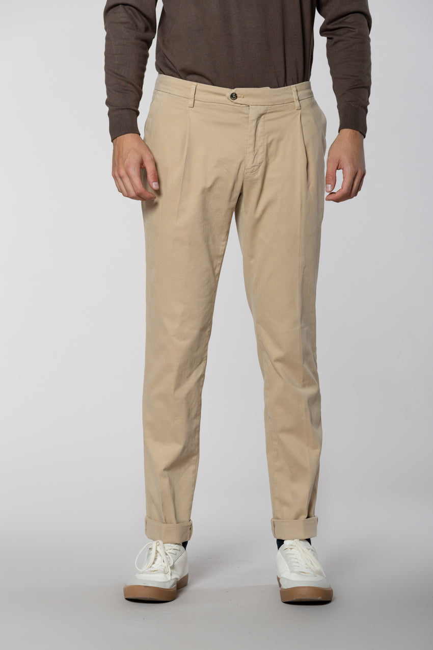 New York Time 1 Pinces pantalone chino uomo in gabardina regular fit